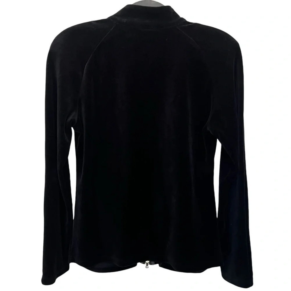 Neiman Marcus Exclusive Black Velvet Rhinestone Zip Up Jacket Vintage Regal L - Picture 3 of 8